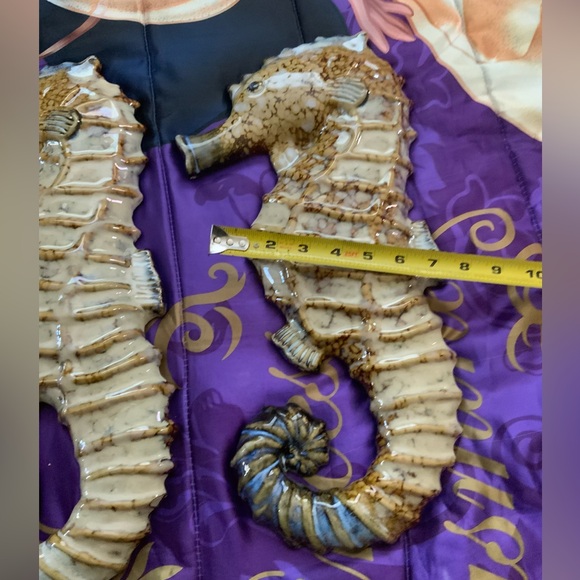 Vintage Pair Of Large BIG 18” Art CERAMIC 3D Seahorse nautical Wall Decor ART - Picture 6 of 12